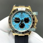 FH Factory Swiss Copy Rolex 4131 Daytona Gain Weight Watch Tiffany Blue Rubber Strap 